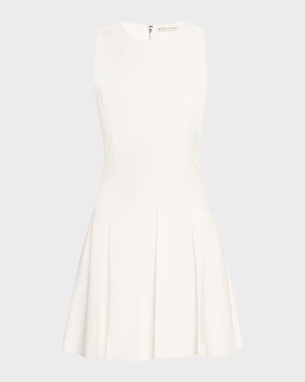 Alice And Olivia Adley Drop-waist Mini Dress In Neutral
