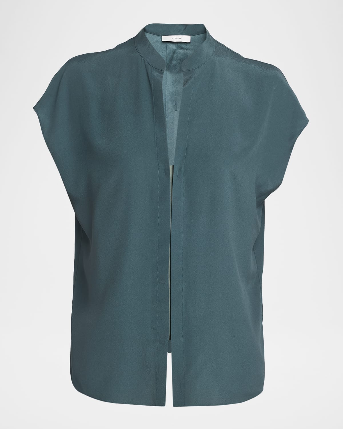 Vince Cap-sleeve Blouse With Hidden Placket In Green