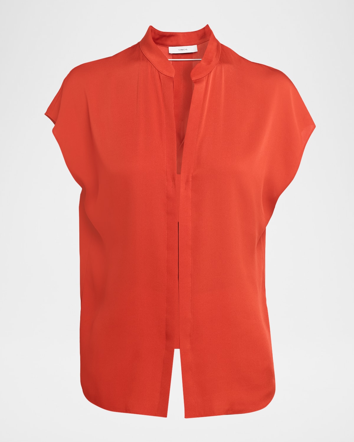 Vince Cap-sleeve Blouse With Hidden Placket In Burgundy