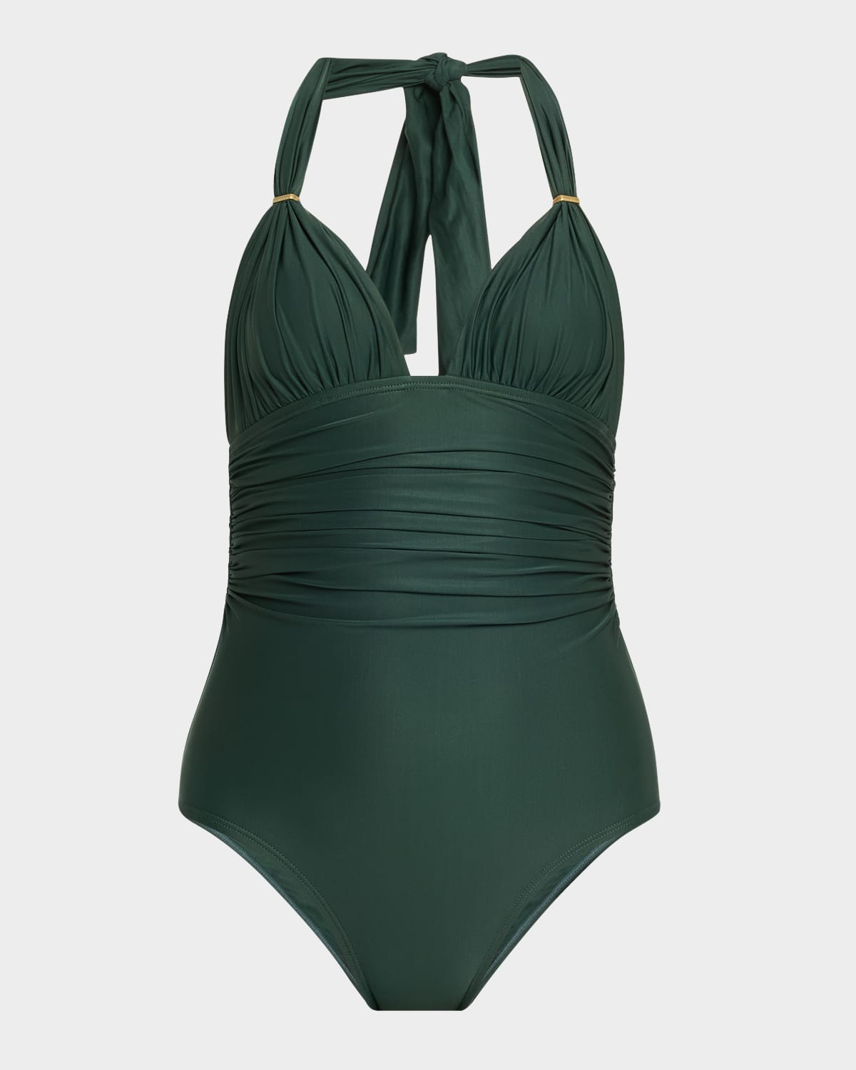 Ruched Halter One-Piece Swimsuit