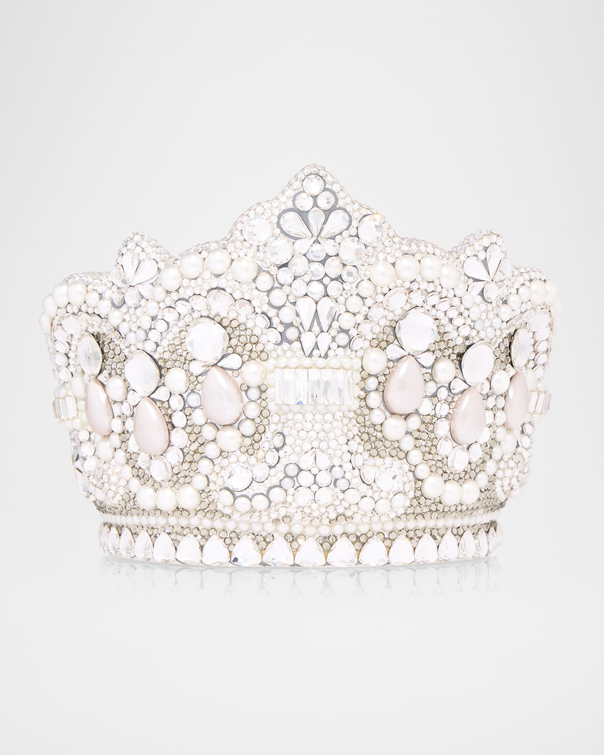 Judith Leiber Diana Crown Crystal Clutch Bag In White