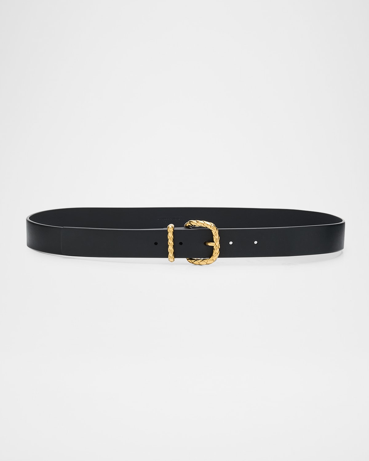 Bottega Veneta Coaxial Leather Belt In Black