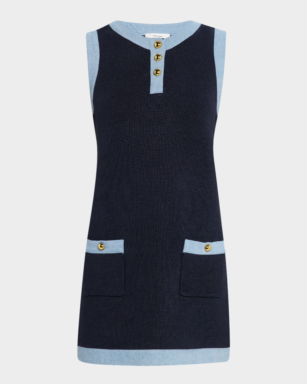 Frame The Mixed Denim Trim Knit Minidress