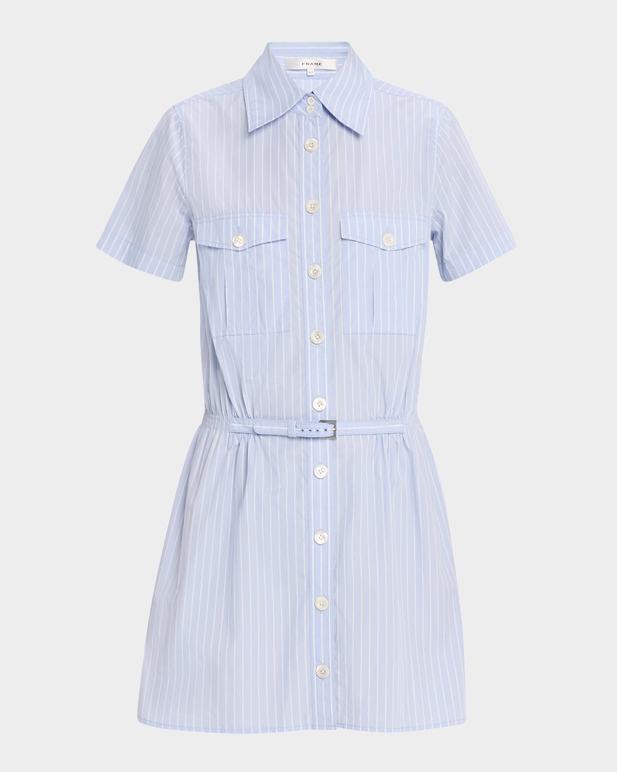 Frame The Stripe Belted Safari Mini Shirtdress