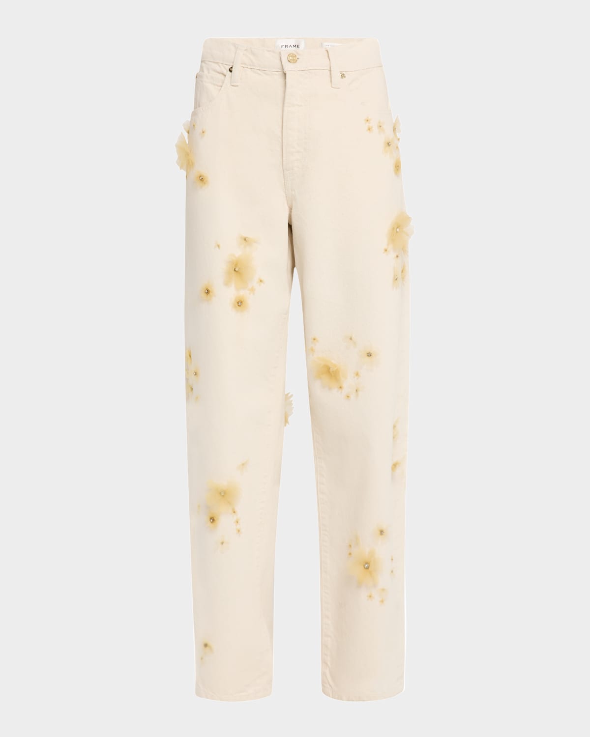 Frame Embellished Low-slung Barrel Jeans