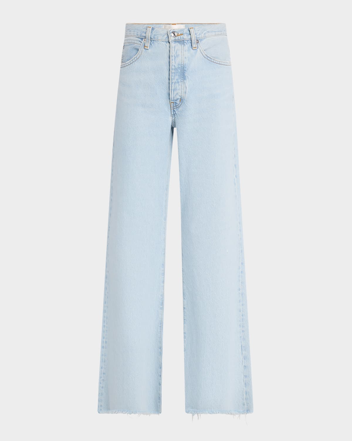 Frame The Lax Frayed High Waist Flare Jeans In Wisp Raw Fray