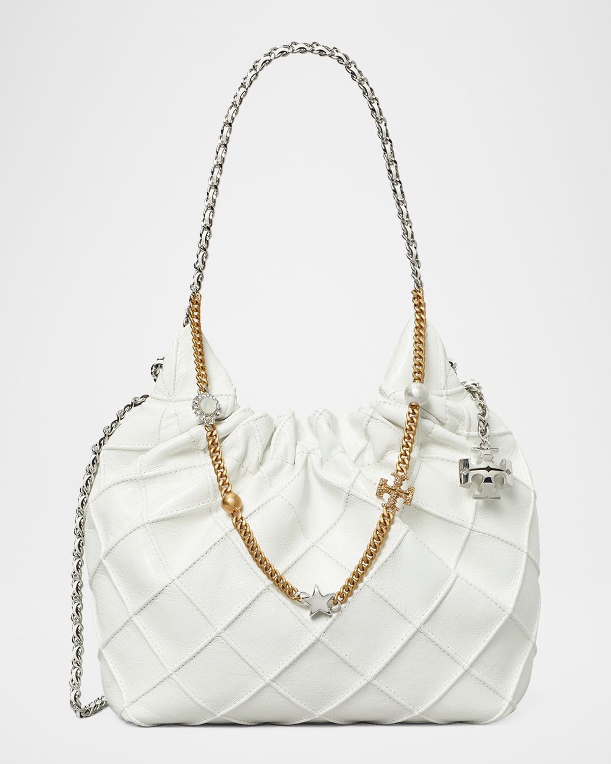 Tory Burch Fleming Mini Quilted Leather Hobo Bag