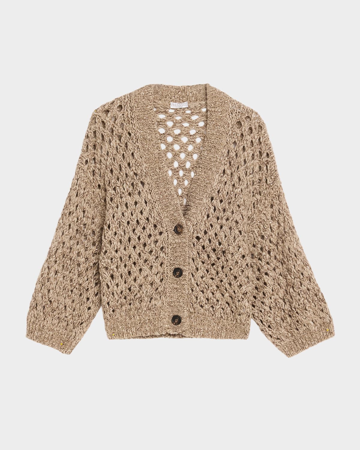 Brunello Cucinelli Oversized Shimmer Open Knit Cardigan In Multi