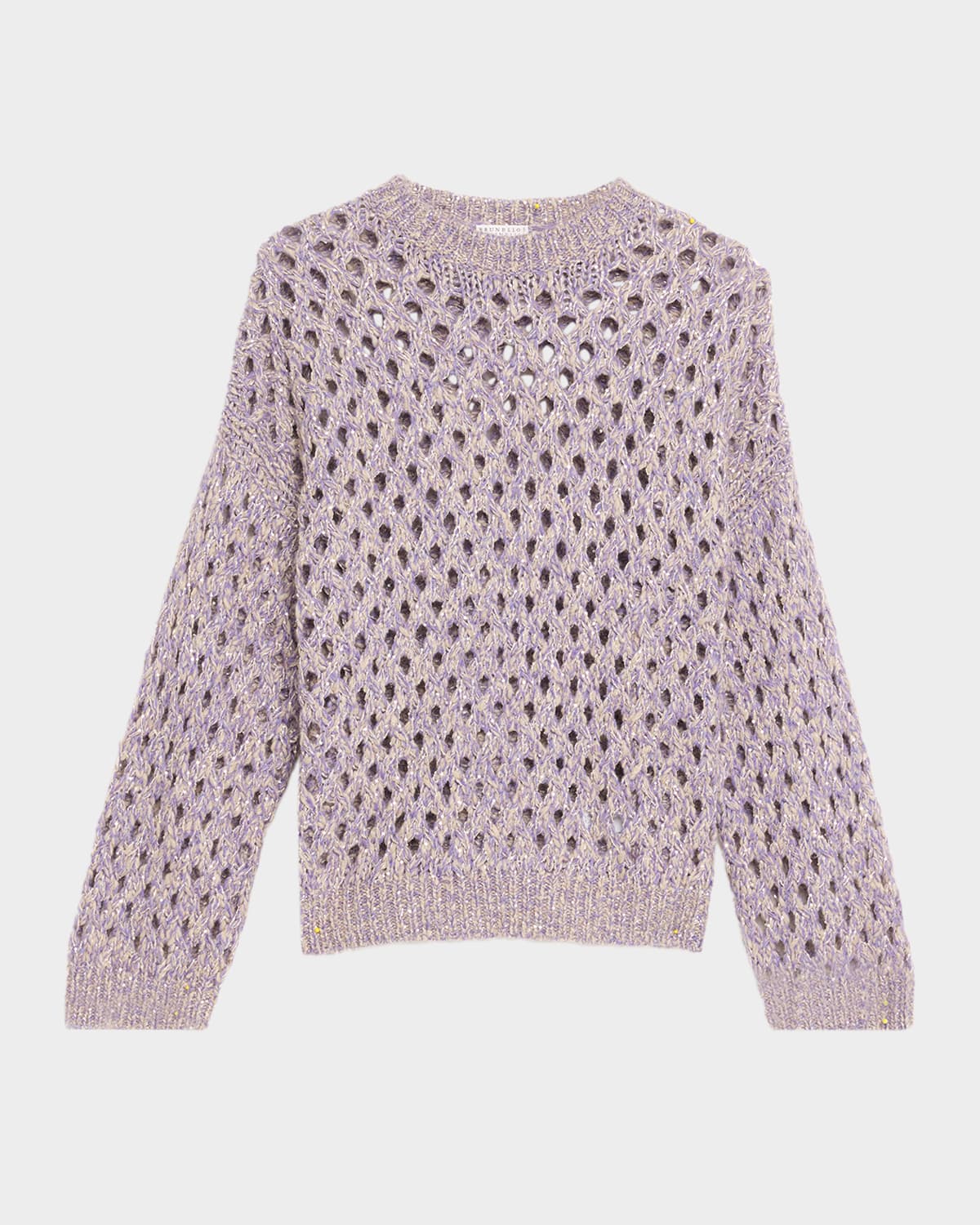 Brunello Cucinelli Sparkling Cashmere Mohair Crewneck Sweater In Purple