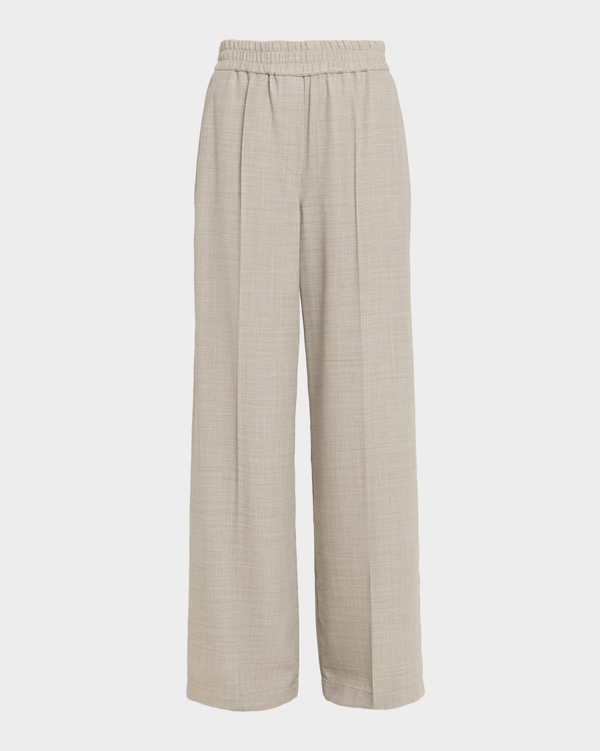 Brunello Cucinelli Fluid Wool Crepe Pants In Gray
