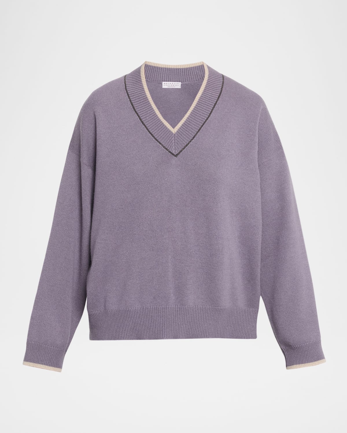 Brunello Cucinelli Cashmere V-neck Sweater In Purple