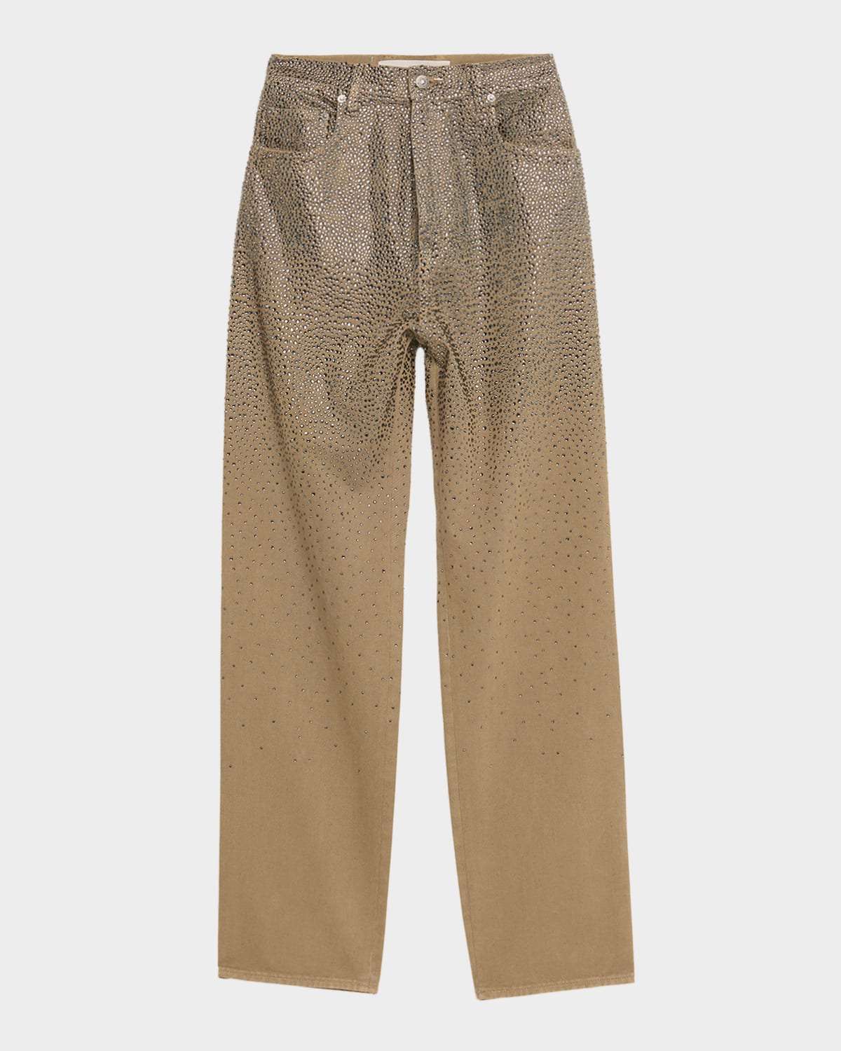 Golden Goose Straight-leg Pants With Gradient Crystal Embellishment In Brown