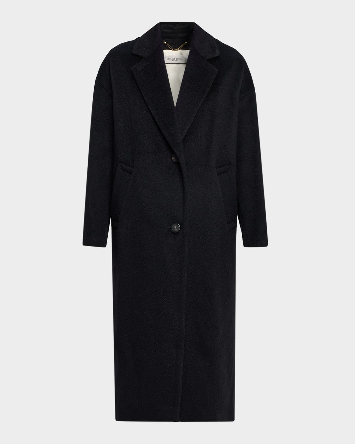 Golden Goose Single-breasted Cocoon Coat In Black