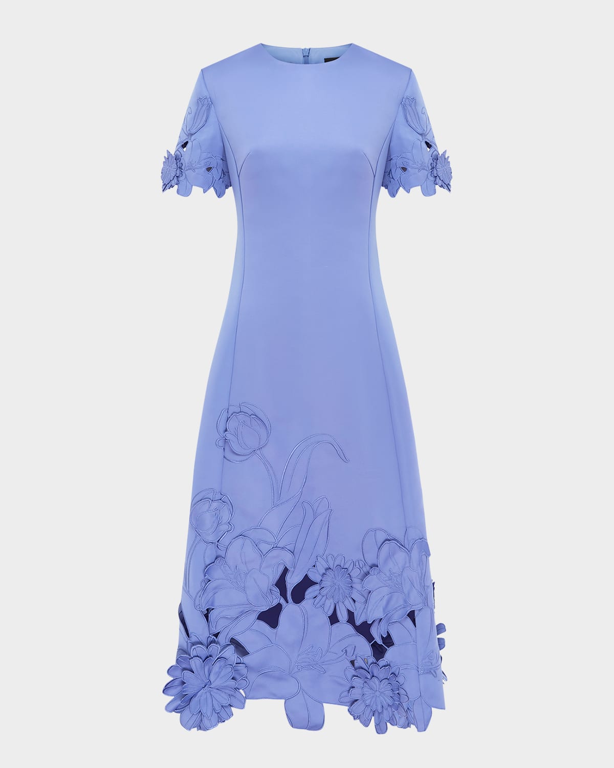 Leo Lin Caroline Floral-embroidered Cutout Midi Dress