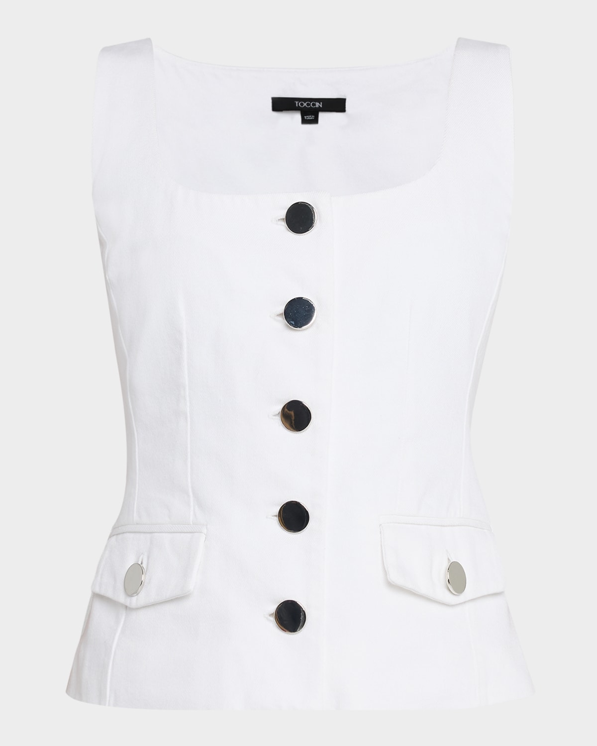 Toccin Georgia Scoop-neck Denim Vest In White