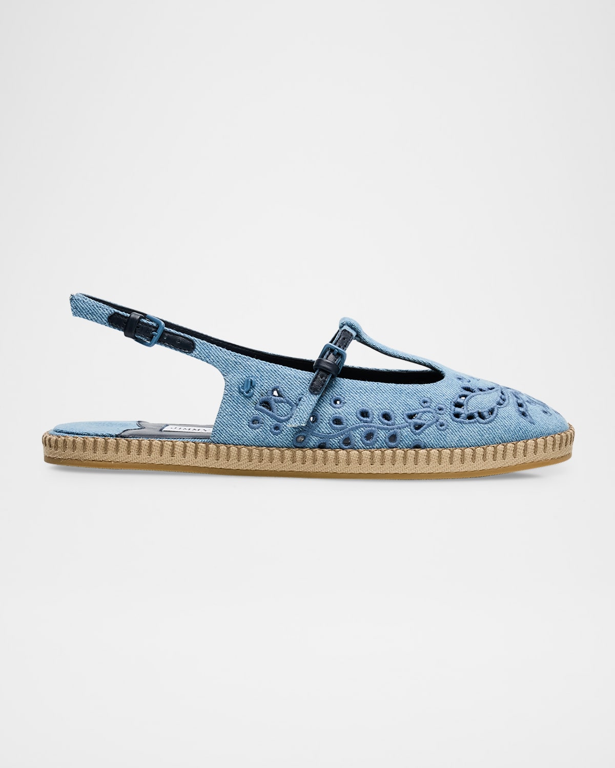 Shop Jimmy Choo Amiee Denim Embroidered Espadrille Ballerina Flats