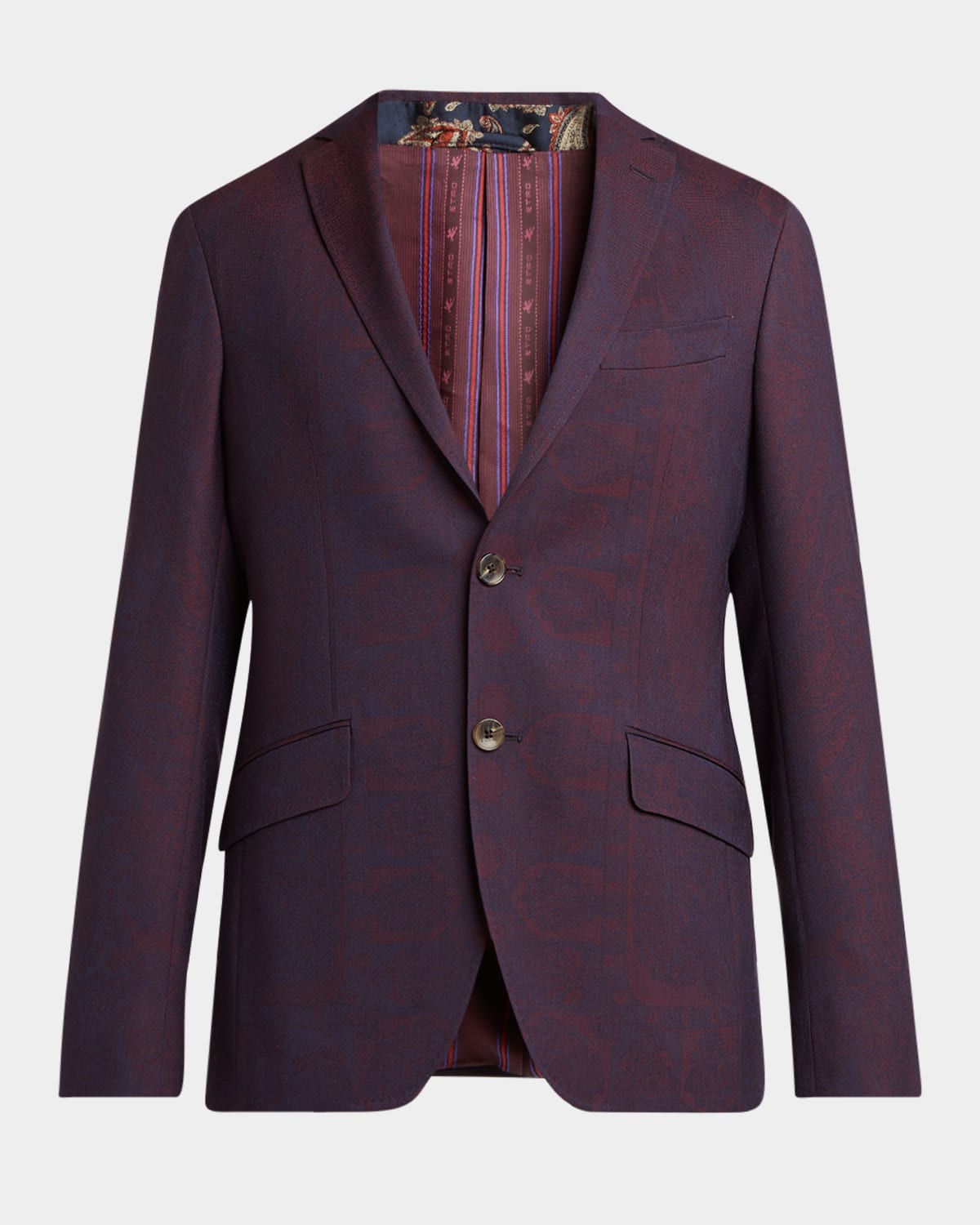 Etro Men's Wool Jacquard Two-button Sport Coat In Burgundy