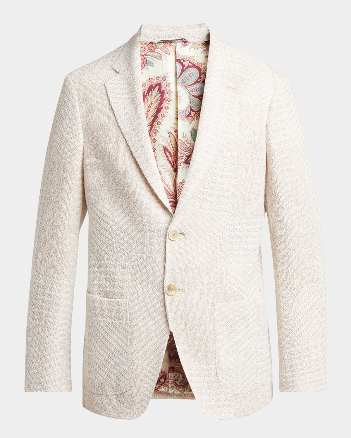 Men's Patchwork Knit Two-Button Sport Coat