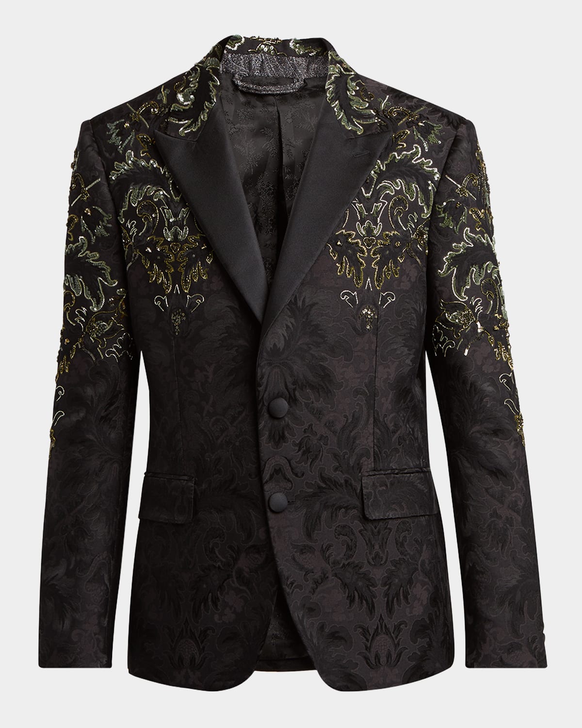 Etro Floral-embroidered Single-breasted Blazer In Black