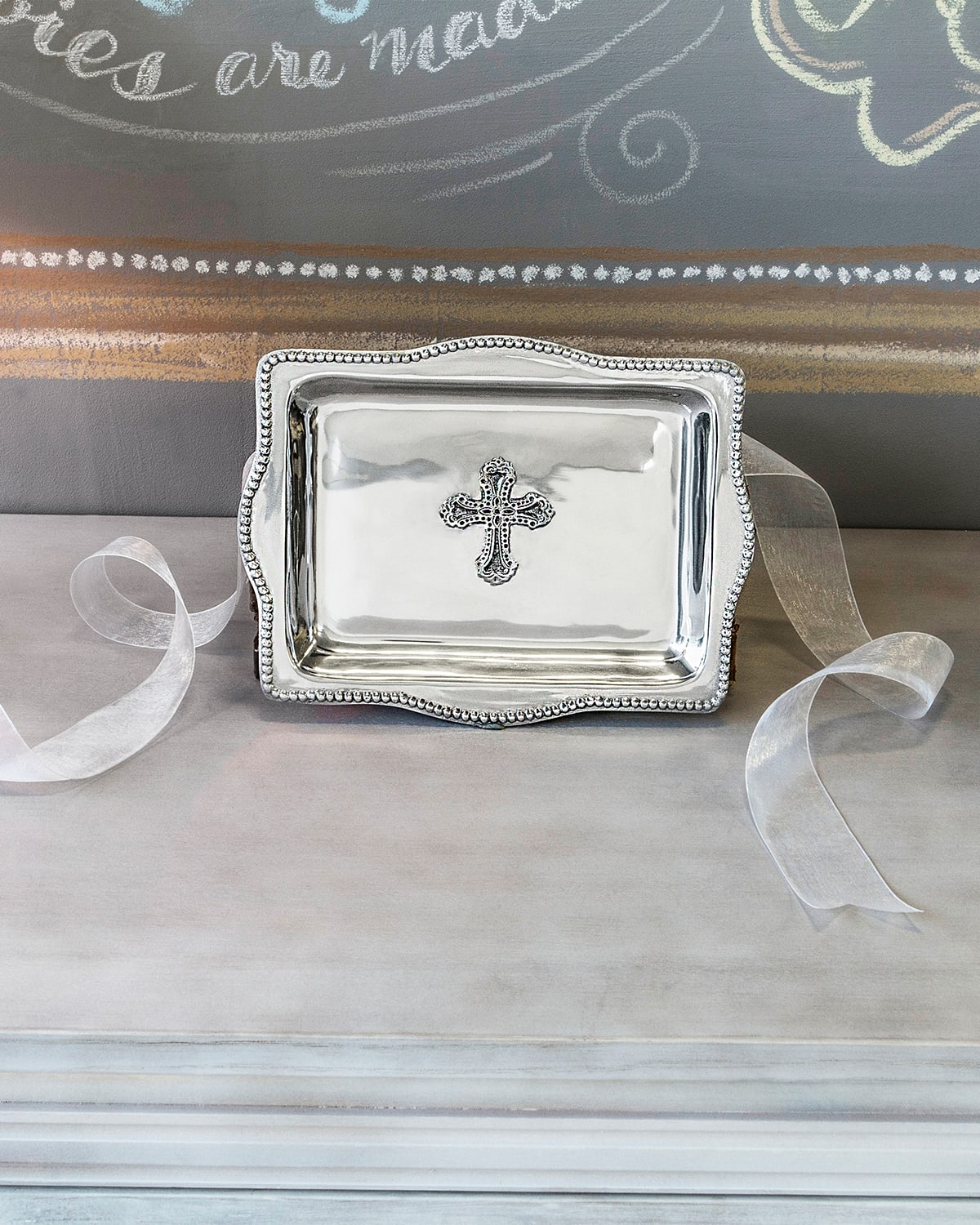 Beatriz Ball Baby Cross Rectangle Tray In Metallic