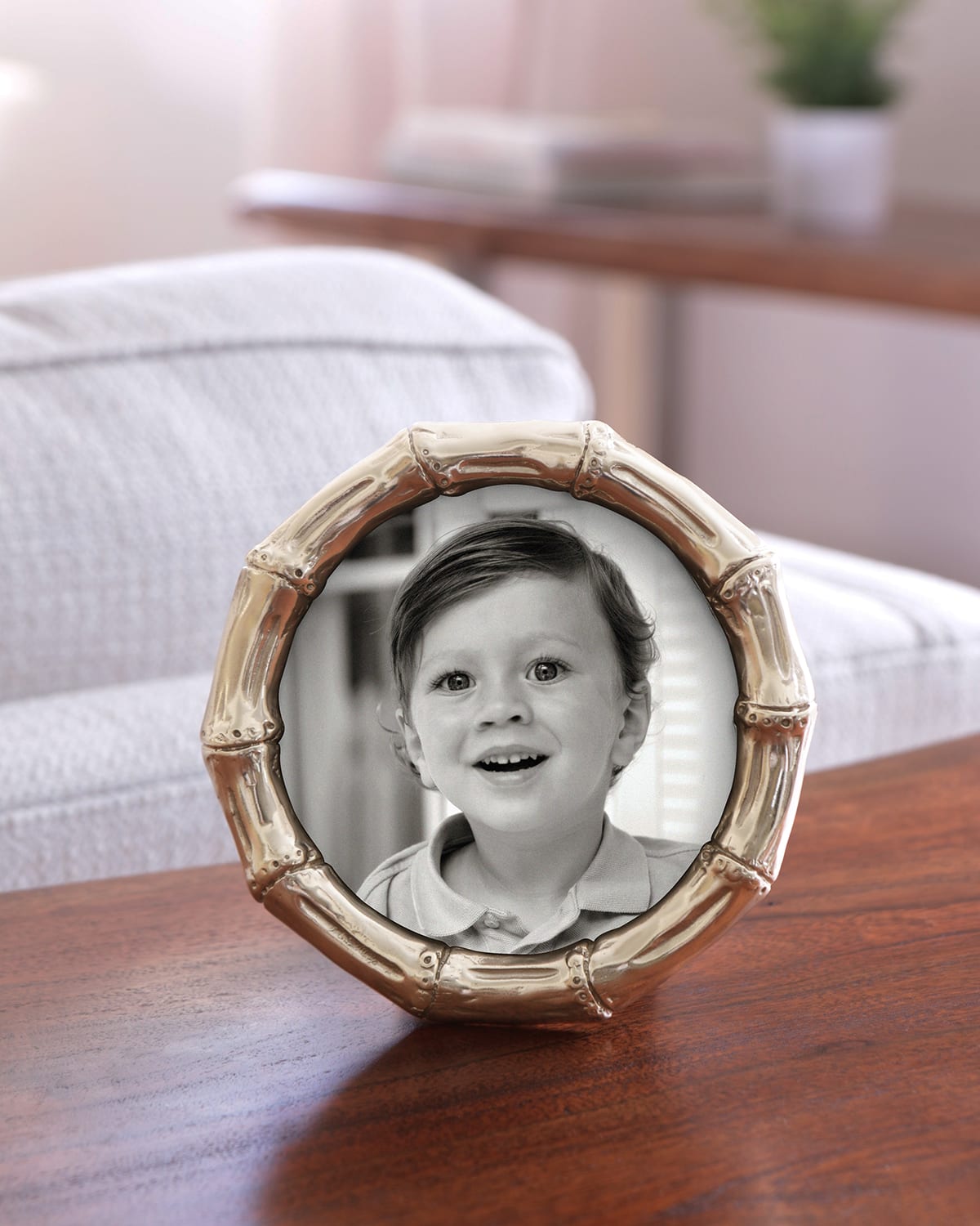 Beatriz Ball Giftables Sierra Modern Bamboo Round Frame, 5" X 5" In Gold