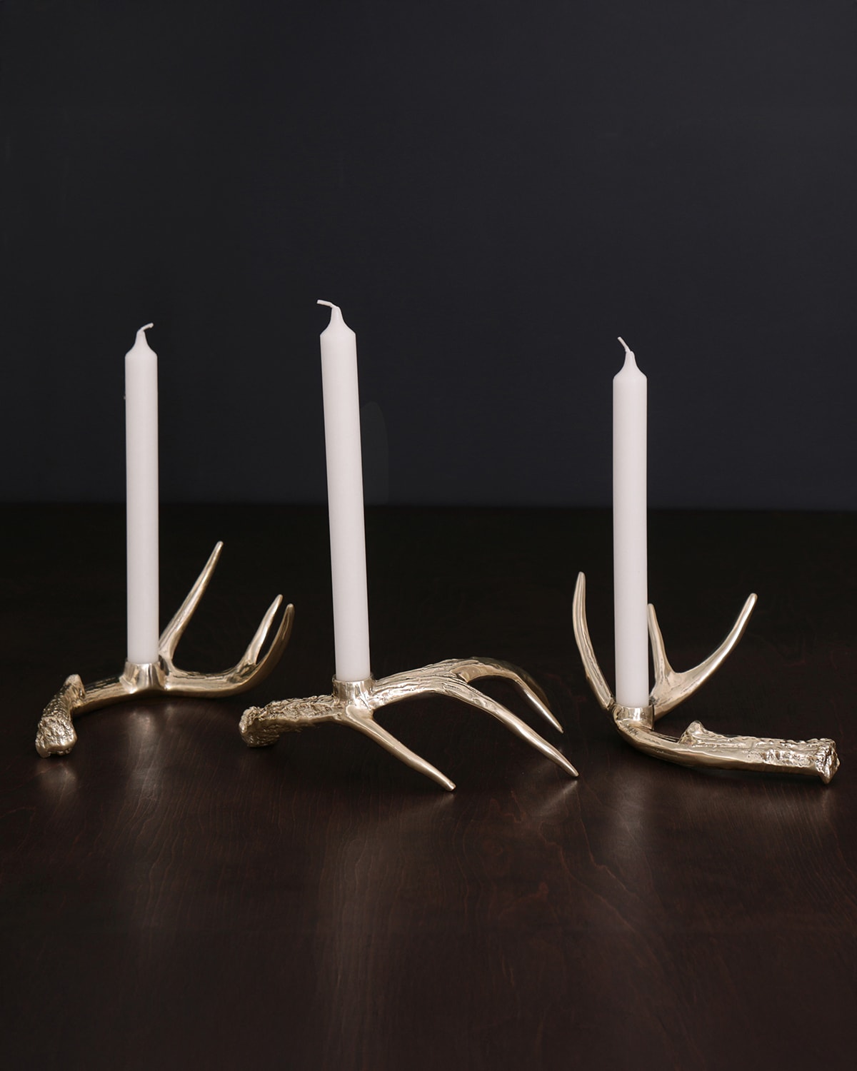 Beatriz Ball Western Sierra Modern Antler Candlestick, Set Of 3 In White
