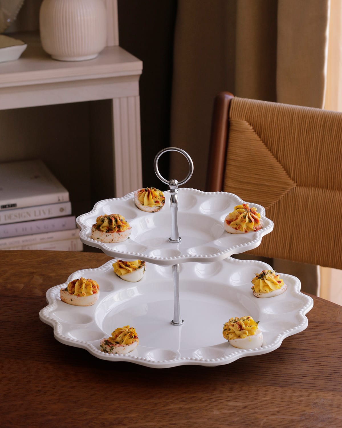 Beatriz Ball Vida Alegria Two-tiered Egg Server In White