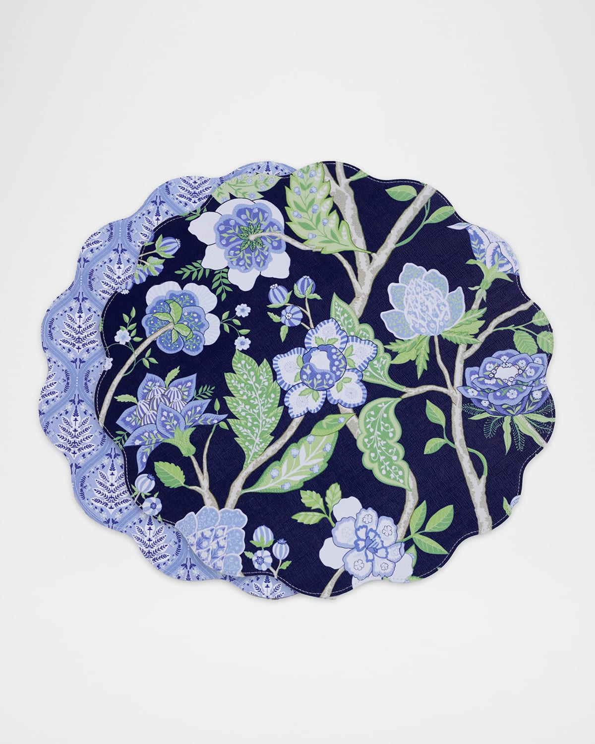 Beatriz Ball Vida Blooms & Branches Reversible Round Placemats, Set Of 4 In Blue