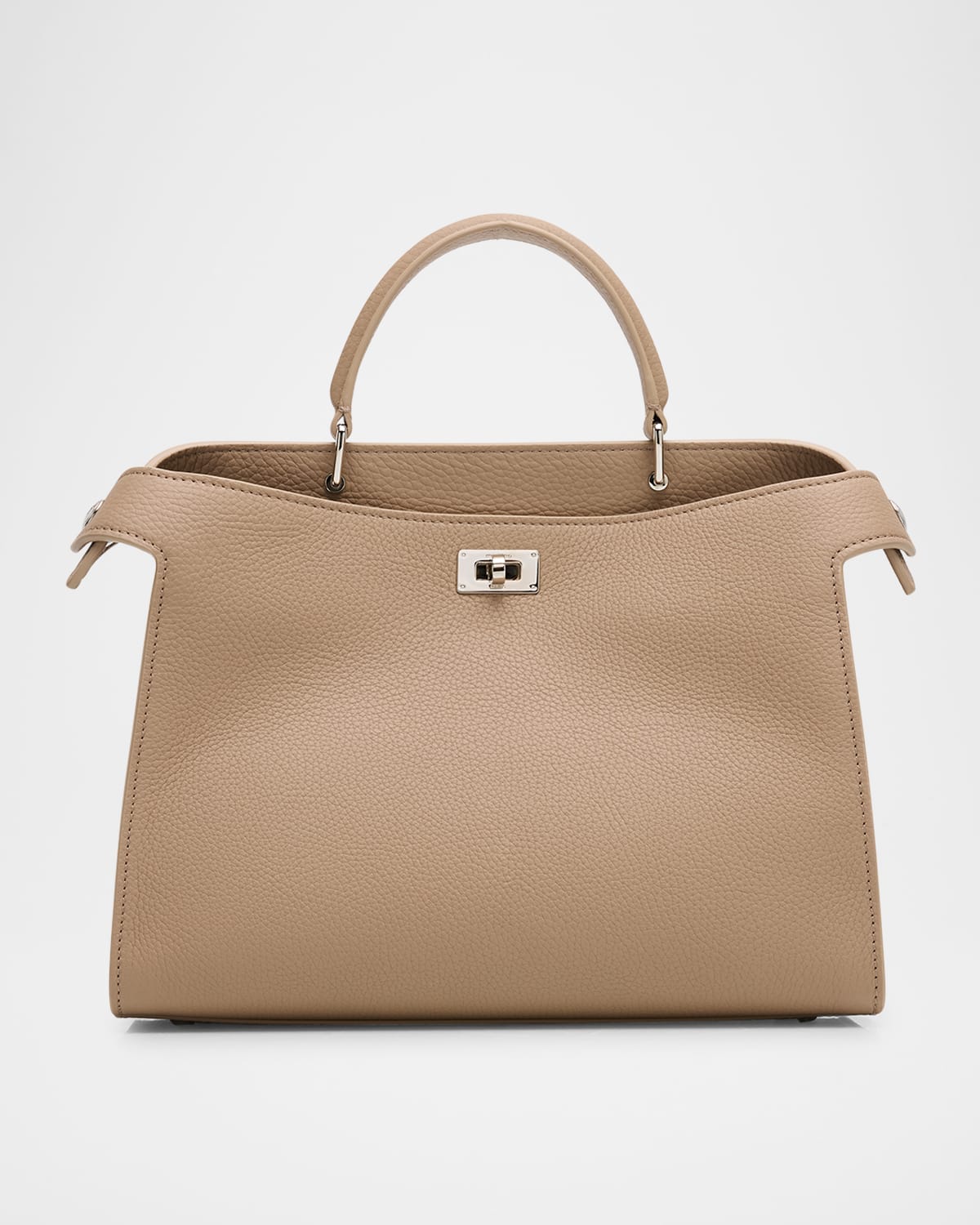 Michino Paris Lutece Pm Grained Leather Top-handle Bag In Gray