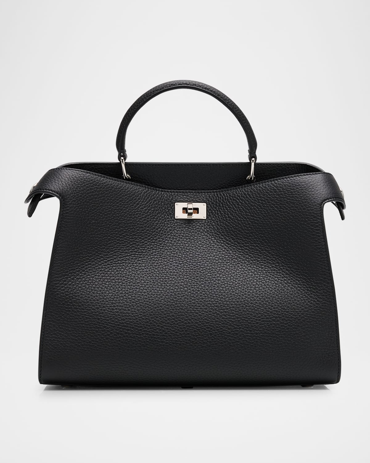 Michino Paris Lutece Pm Grained Leather Top-handle Bag In Black