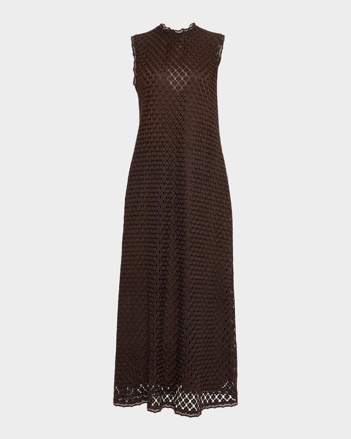 Faithfull The Brand Cyrene Floral Lace Midi Dress In Brown