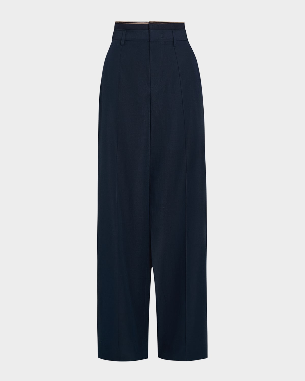 Vince Ribbed-trim Straight Trousers In Black