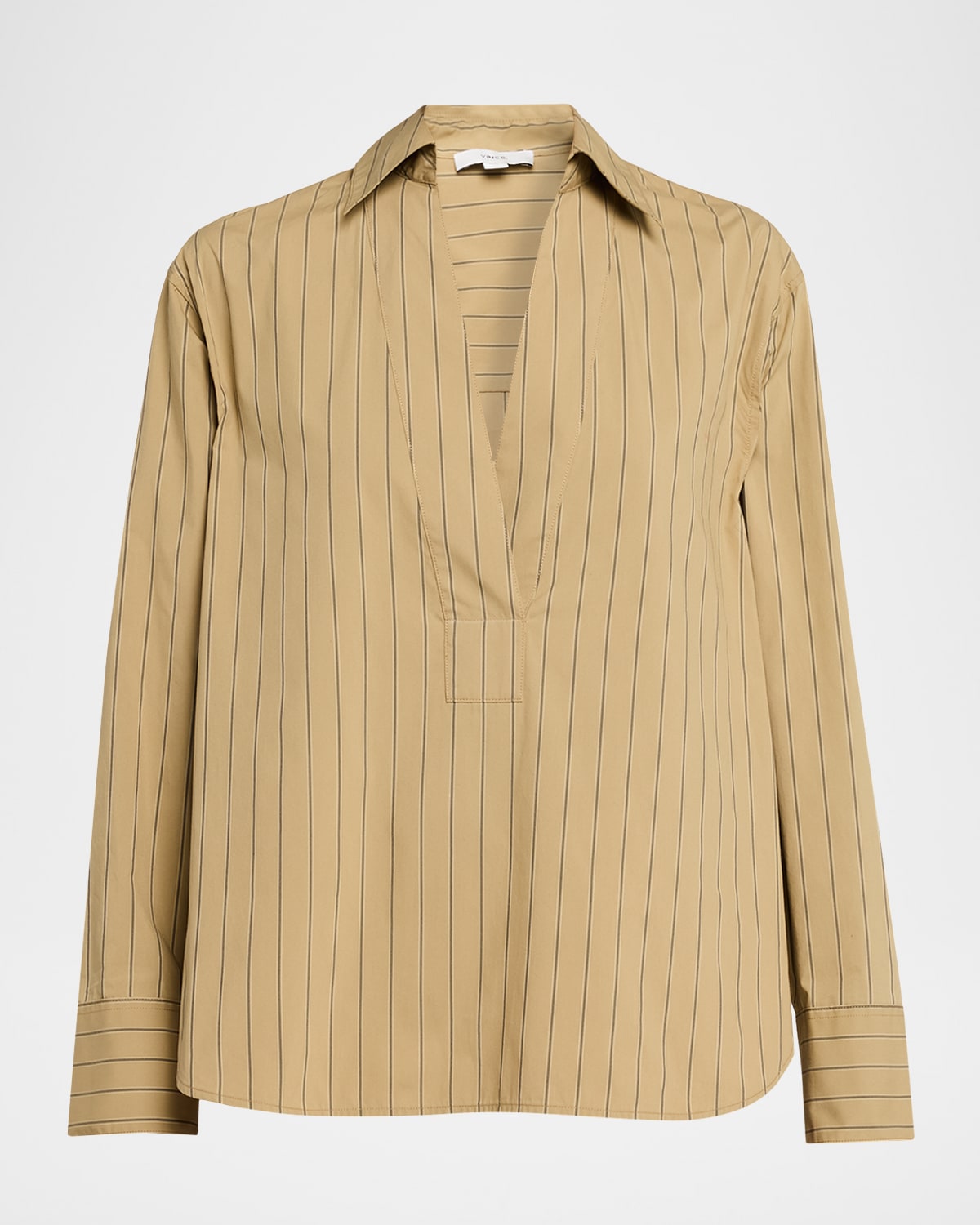 Vince Stripe Relaxed Cotton Popover Shirt In Gray