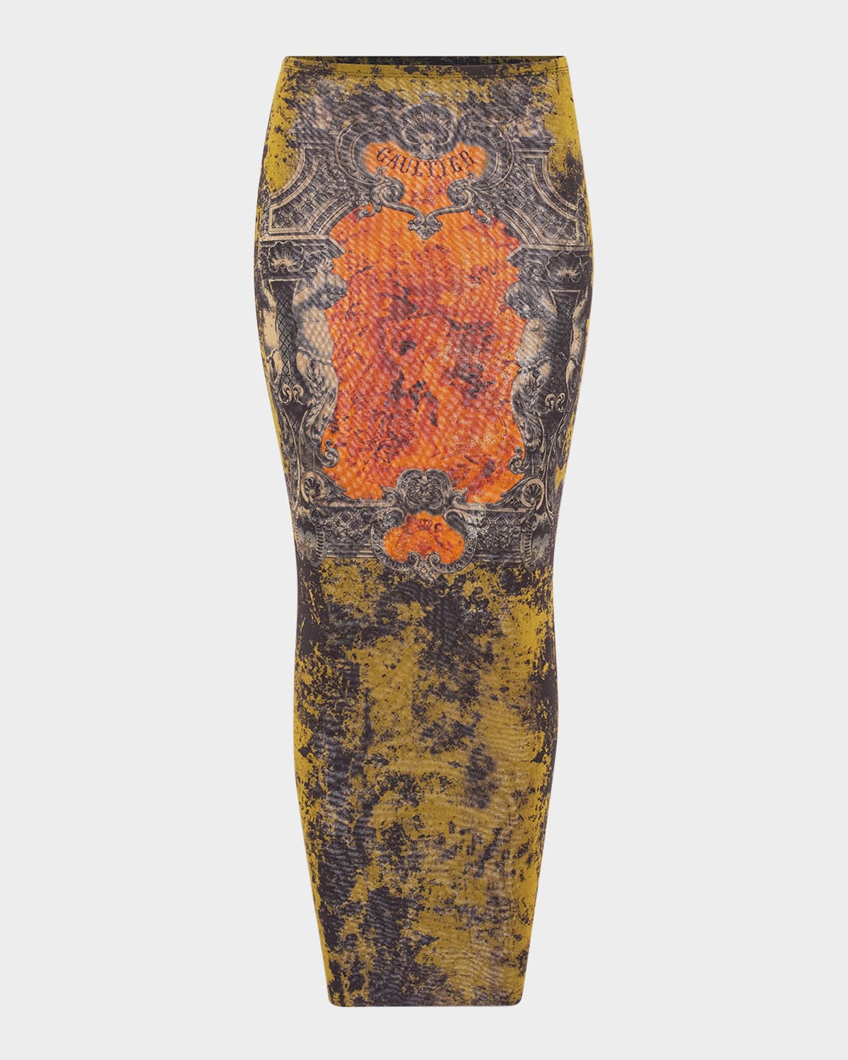 Jean Paul Gaultier Medallion-print Mesh Maxi Skirt