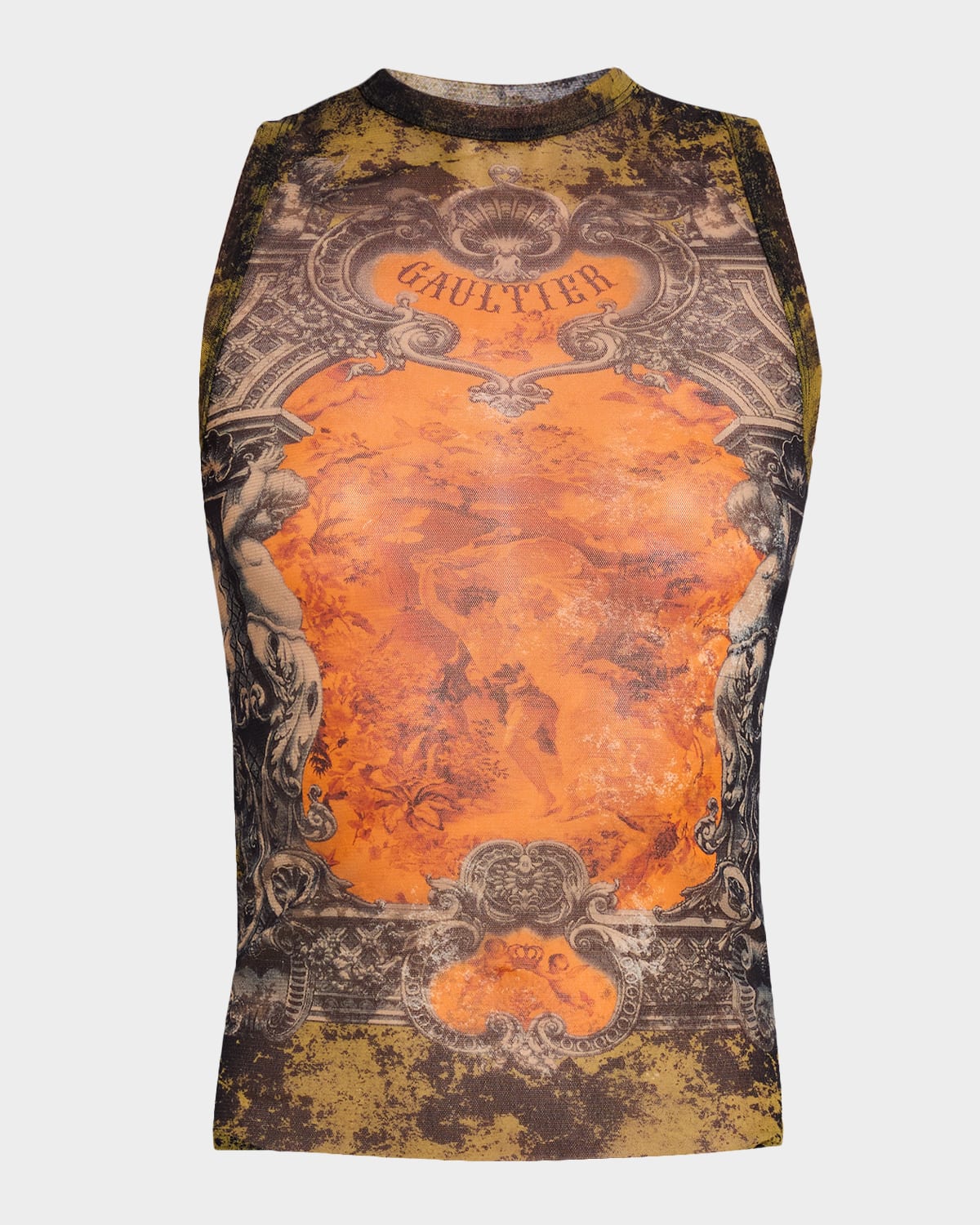 Medallion Printed Mesh Tank Top