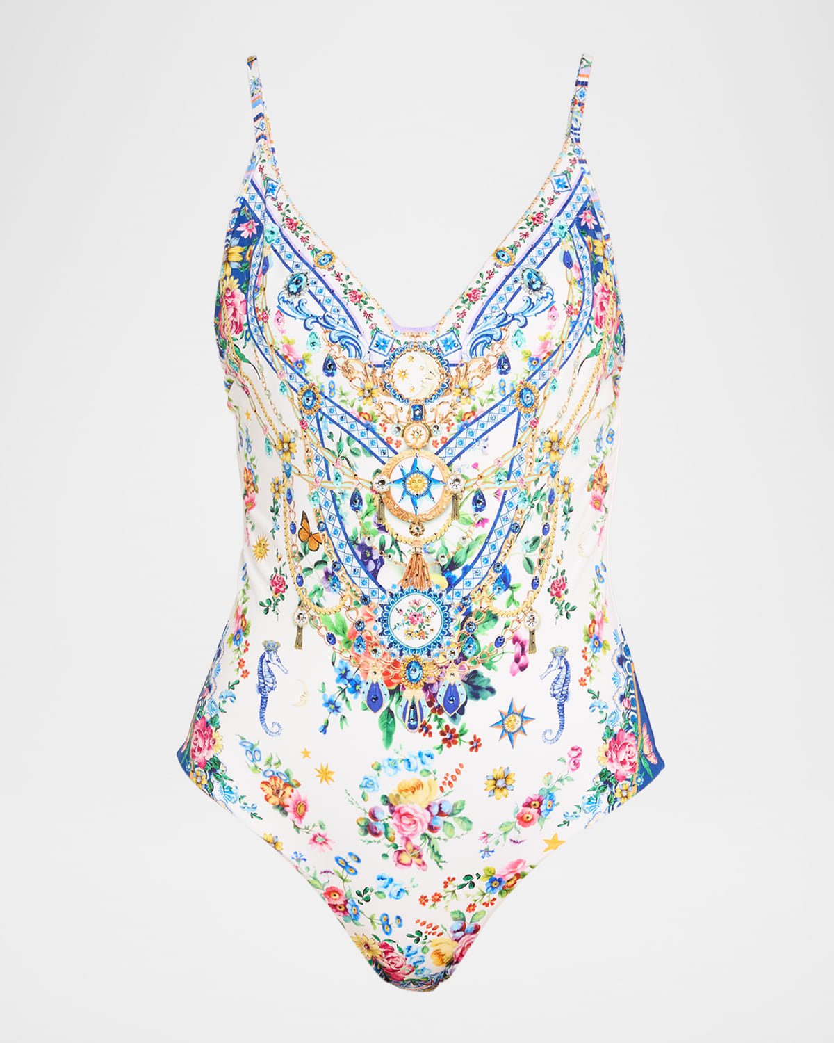 Tiles Darls Wired V-Neck One-Piece Swimsuit
