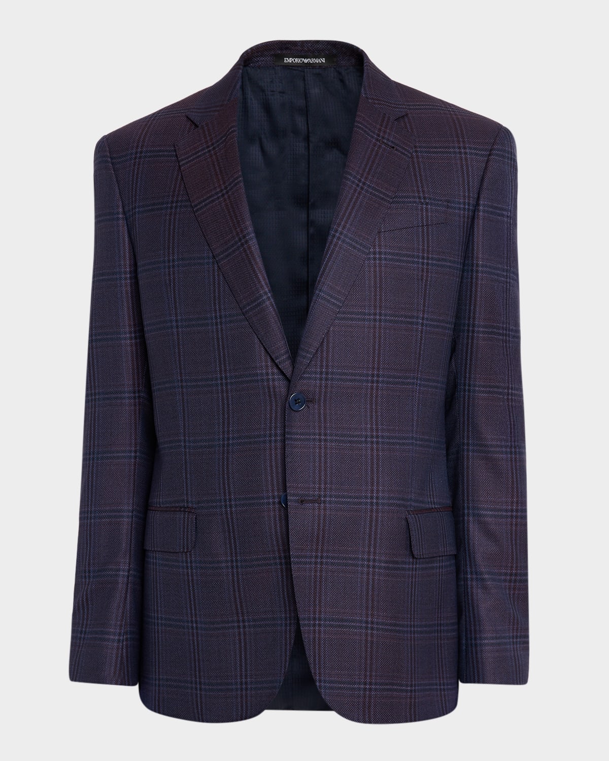 Emporio Armani Men's Prince Of Wales Wool G Line Sport Coat In Purple
