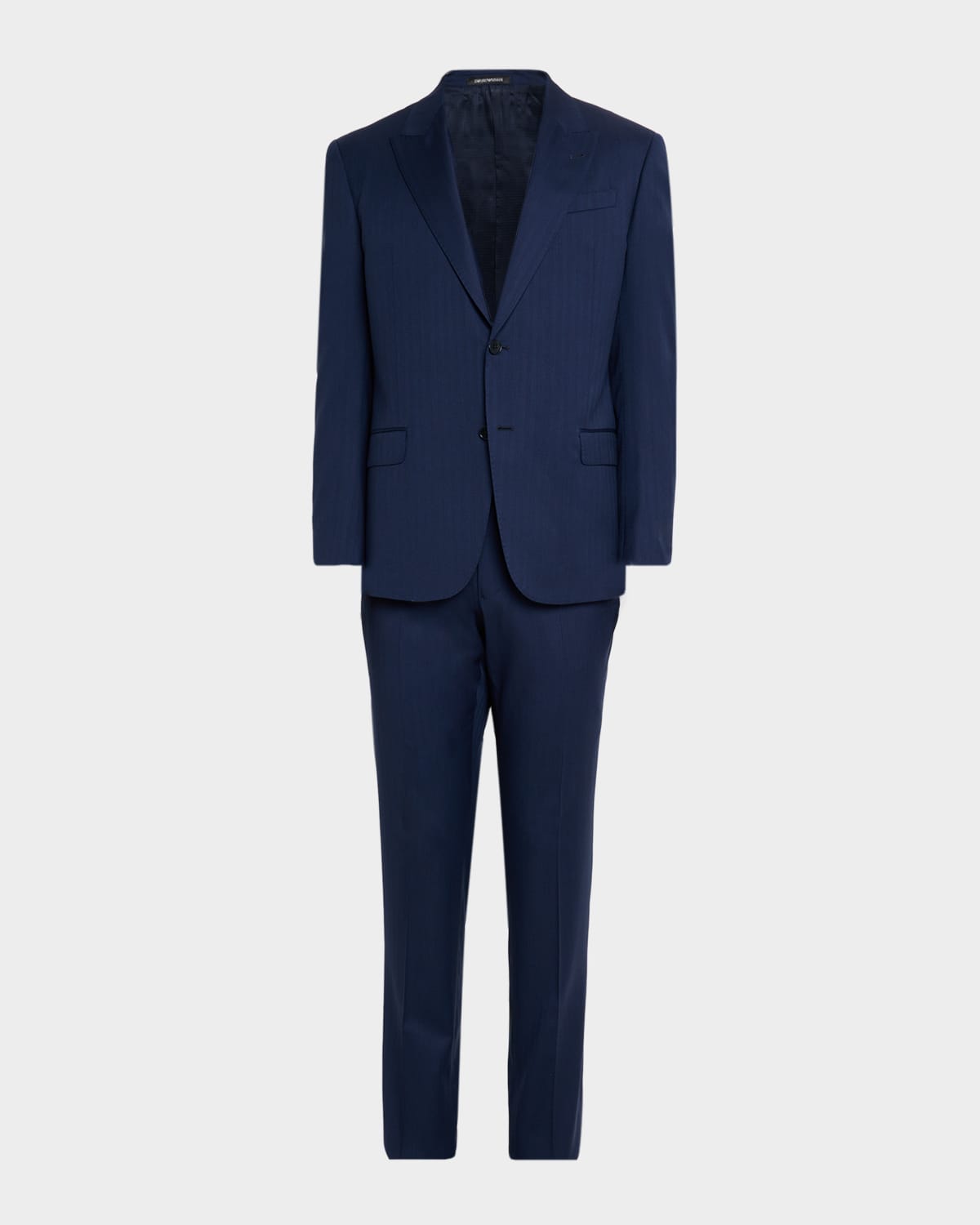 Emporio Armani Men's 130s Wool Micro-herringbone Peak Lapel G Line Suit In Blue