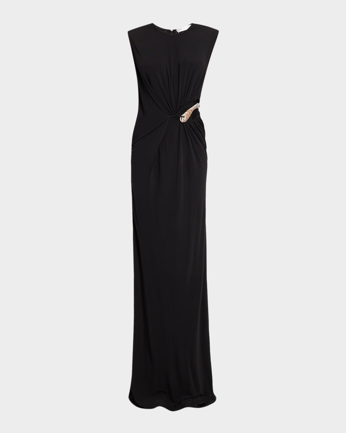 Christopher Esber Nature-bead Gathered Cutout Jersey Maxi Tank Dress In Black