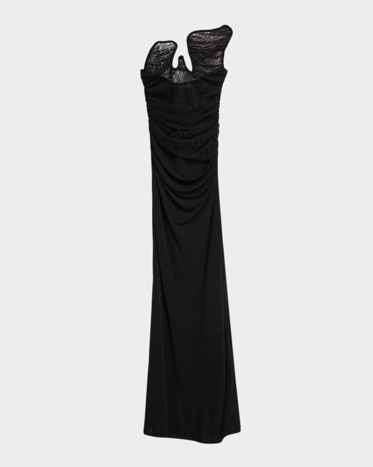 Christopher Esber Salacia Lace Sculptural Strapless Gown In Black