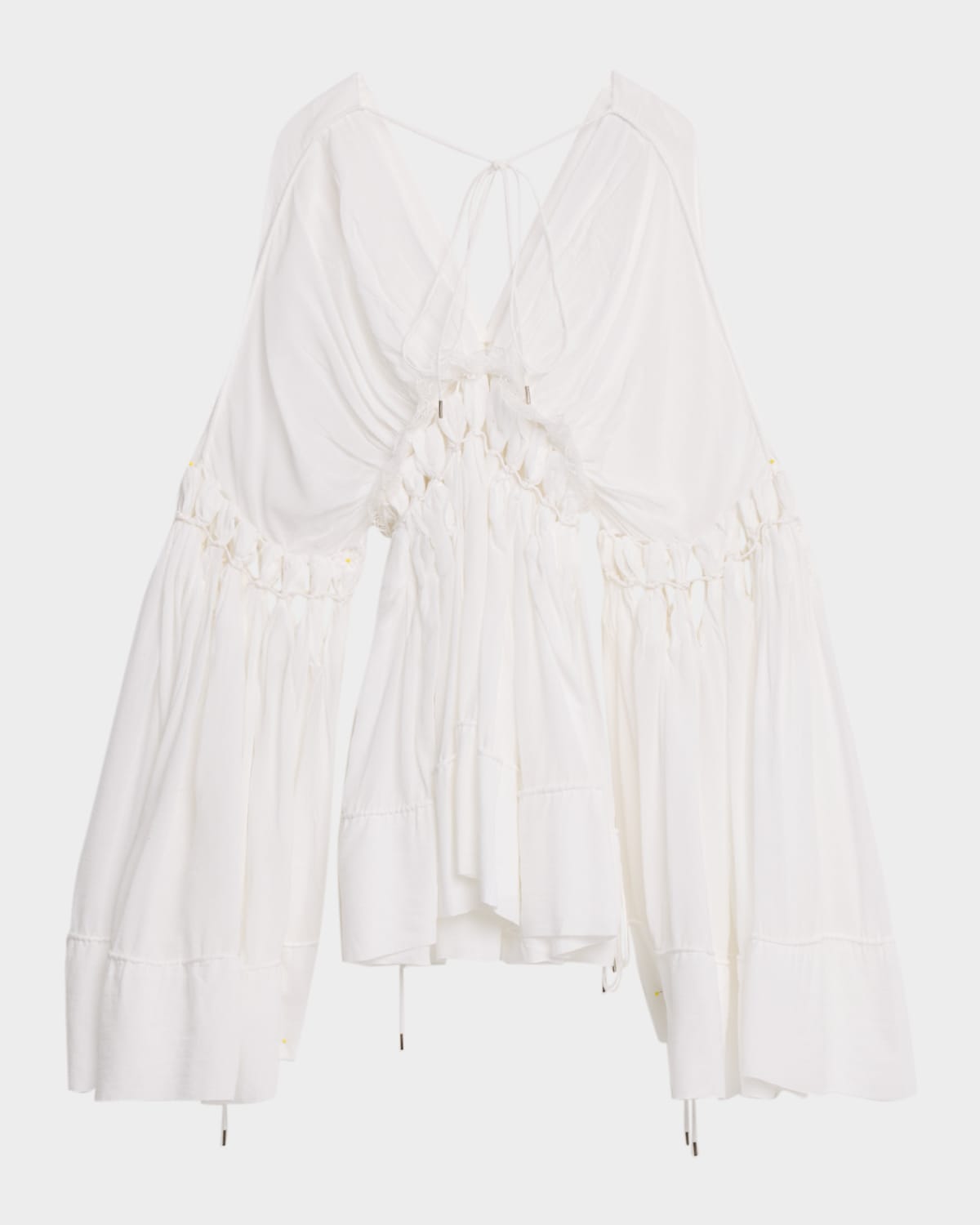 Christopher Esber Sirocco Cutout Cotton Muslin Long-sleeve Mini Dress In White