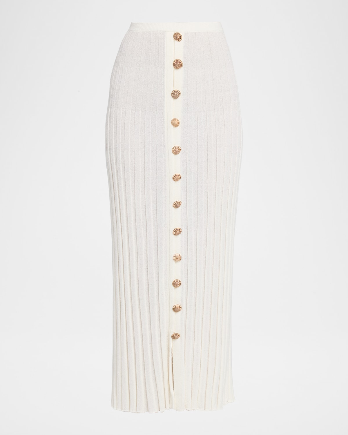 Christopher Esber Sundial Shell Button-front Sunray Knit Maxi Skirt In White