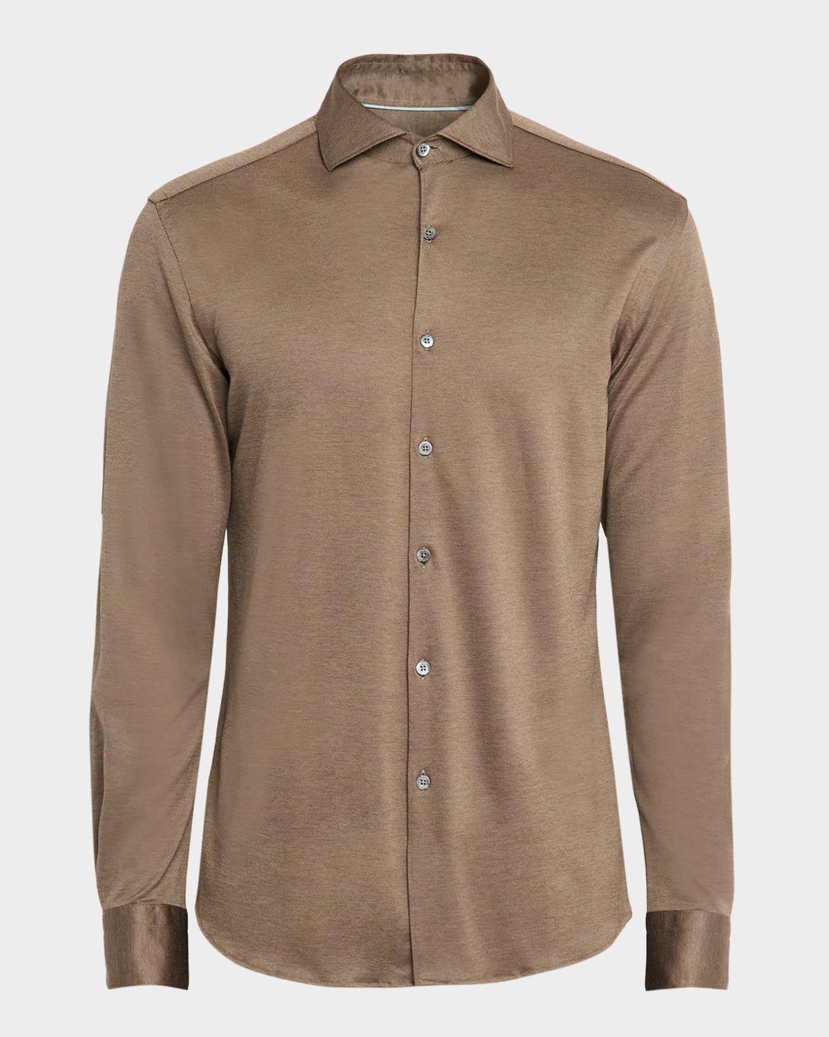 Canali Men's Cotton And Lyocell Jersey Sport Shirt In Brown