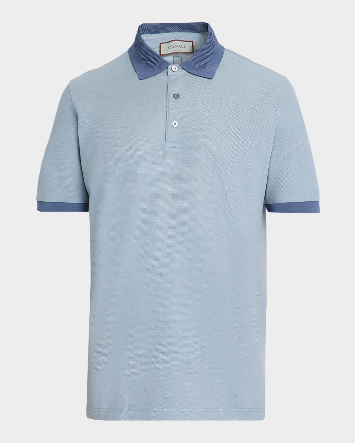 Canali Men's Contrast-trim Cotton Pique Polo Shirt In Blue
