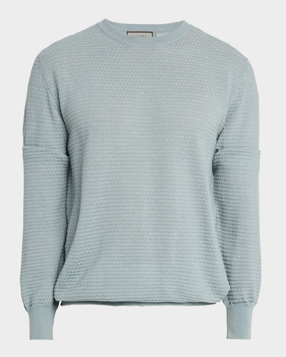 Canali Men's Brianza Geometric Wool Jacquard Crewneck Sweater In Blue