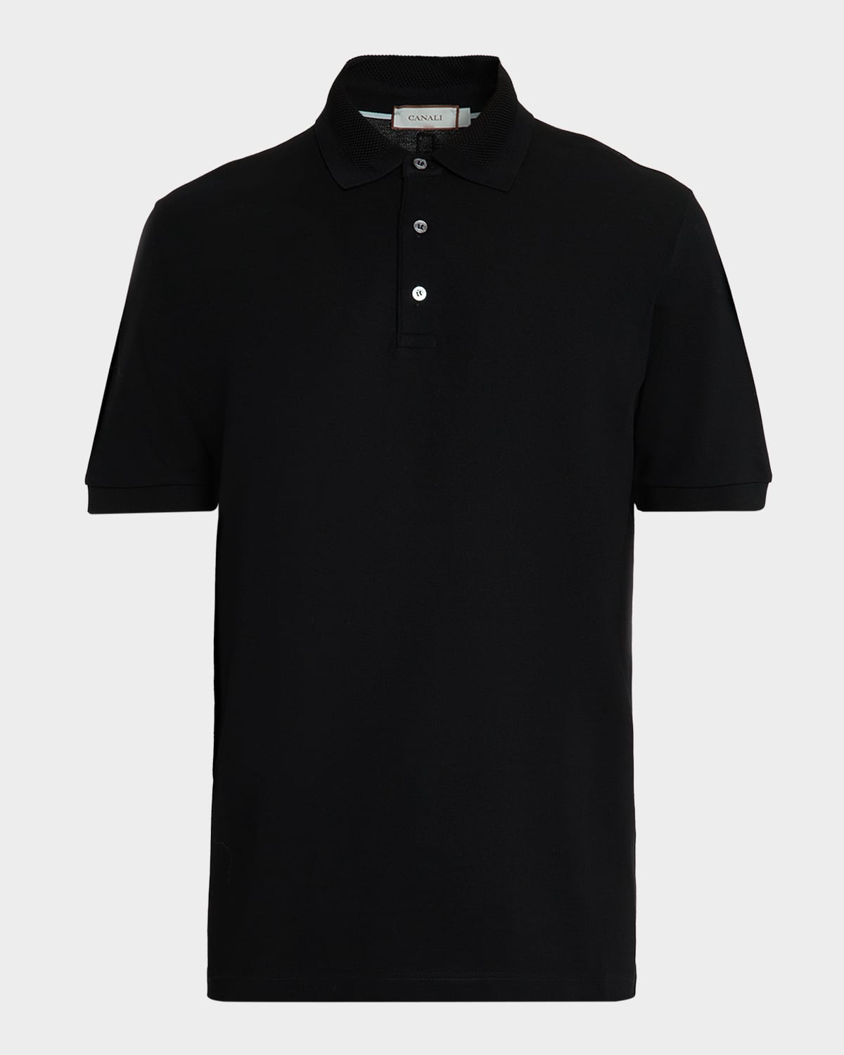 Canali Men's Classic-fit Cotton Pique Polo Shirt In Black