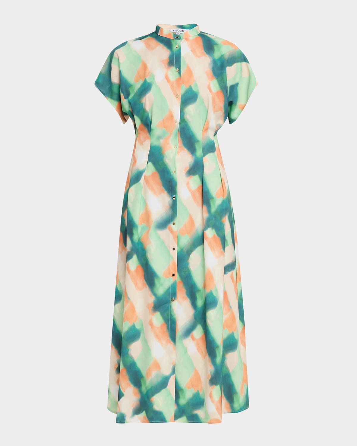 Shop Misook Fit & Flare Crepe De Chine Maxi Shirtdress