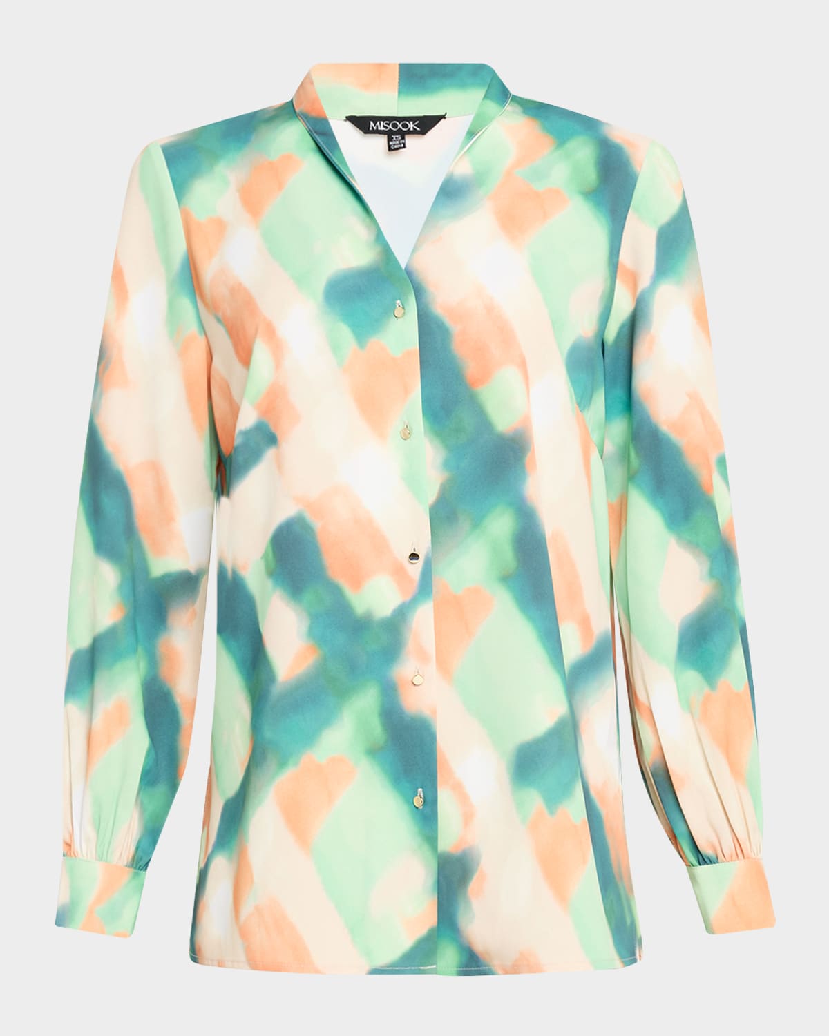 Misook Abstract-print Crepe De Chine Blouse