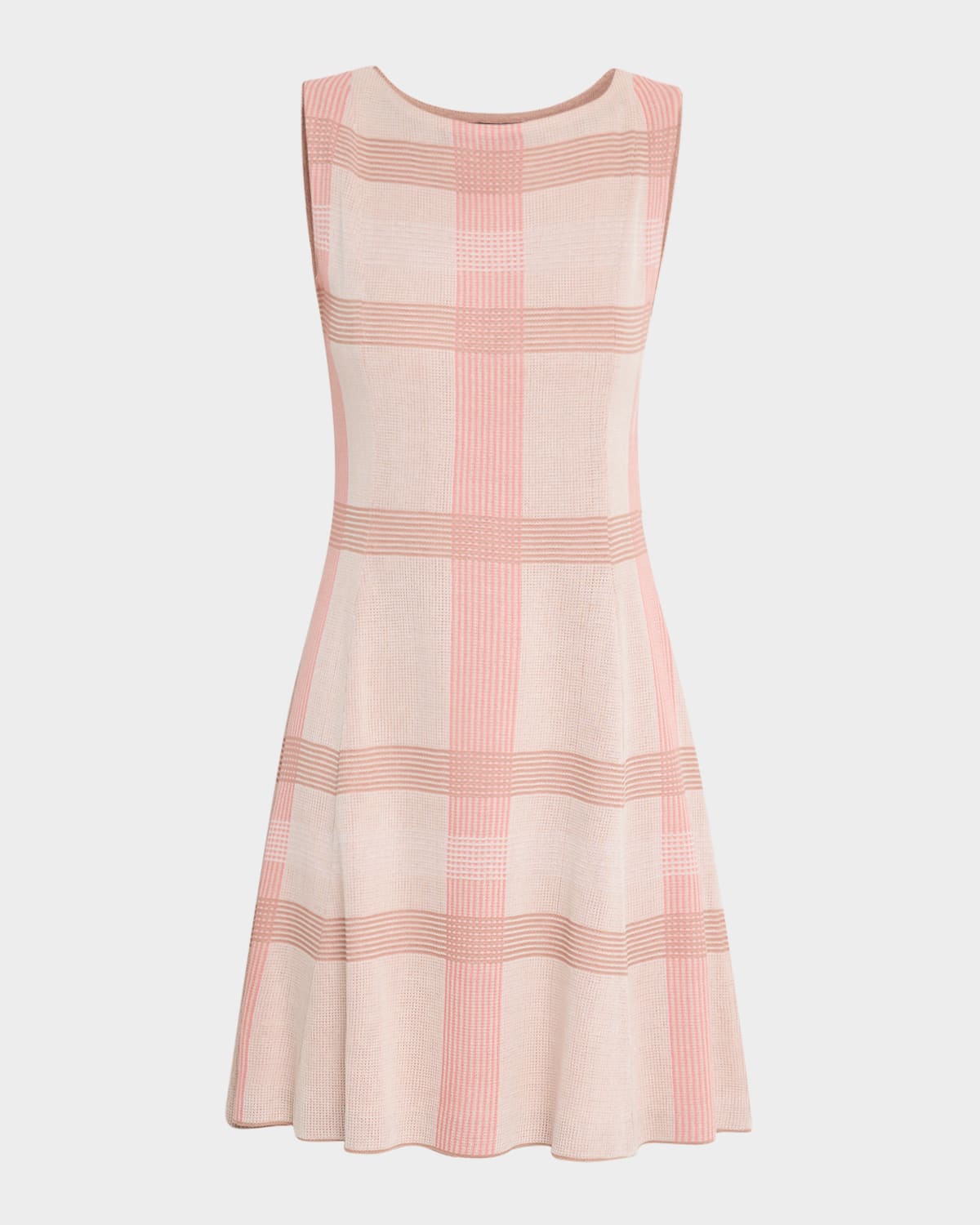 Fit-&-Flare Plaid Knit Dress