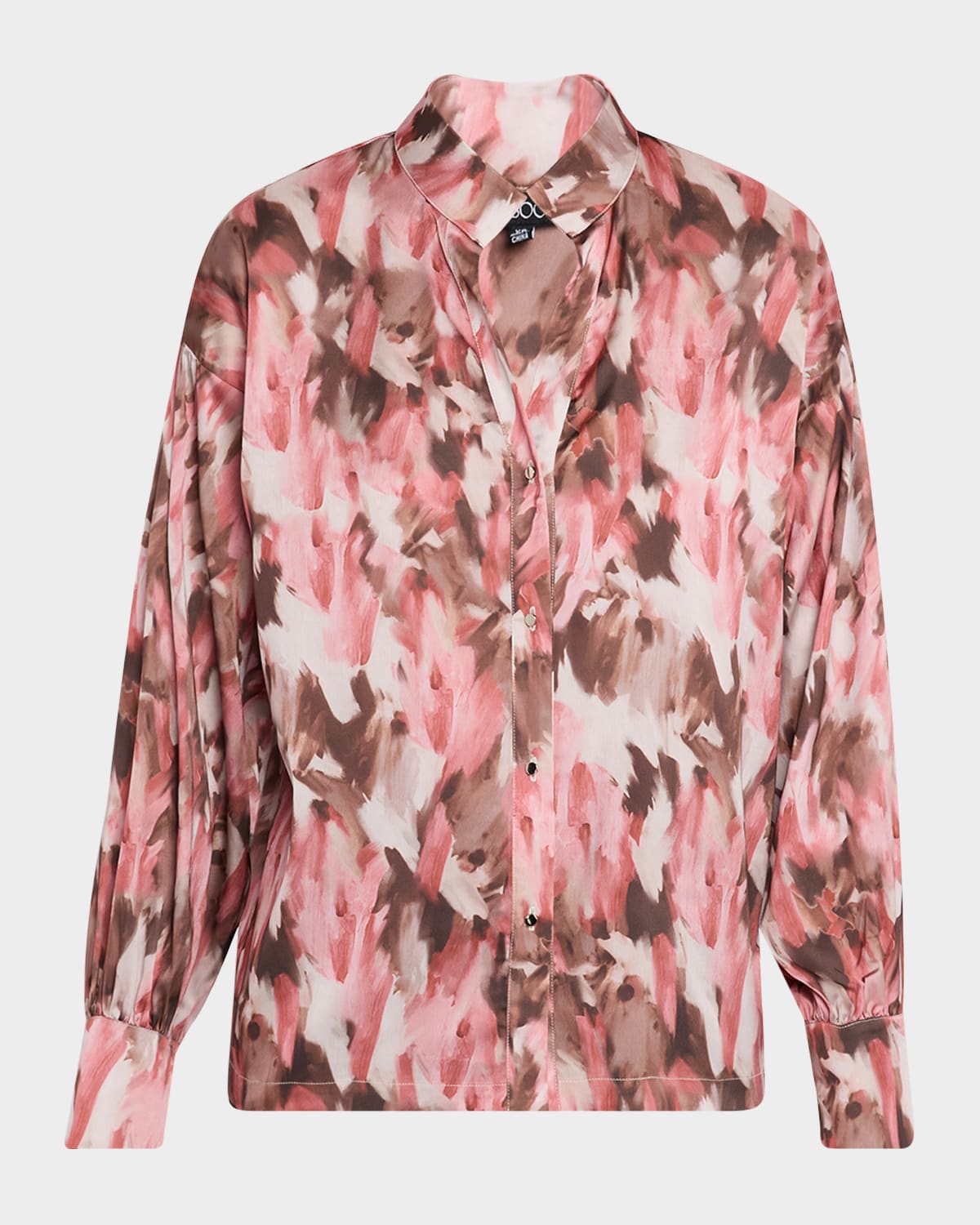 Misook Brushstroke-Print Crepe De Chine Blouse